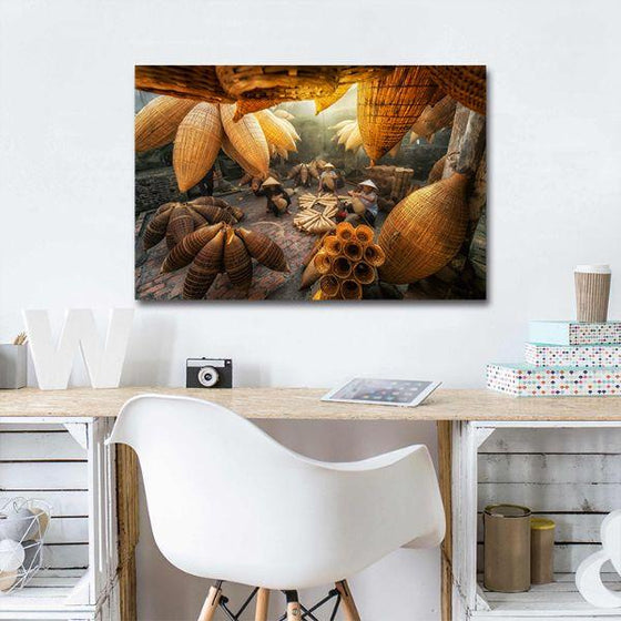 Group Of Fish Trap Weavers Canvas Wall Art Decor
