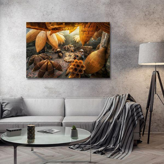 Group Of Fish Trap Weavers Canvas Wall Art Living Room