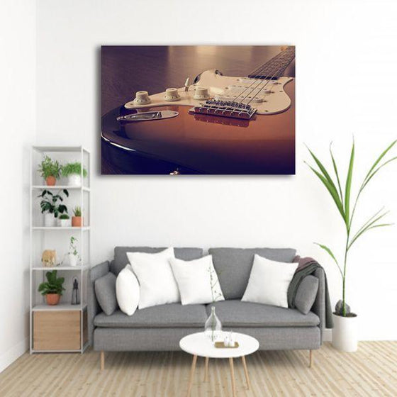 Guitar On The Floor 1 Panel Canvas Wall Art Living Area