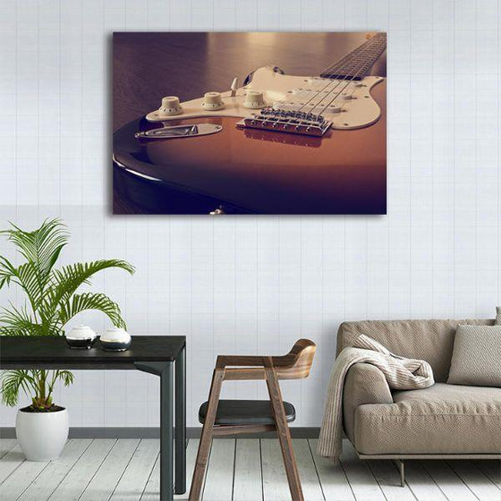 Guitar On The Floor 1 Panel Canvas Wall Art Print