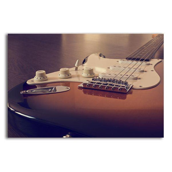 Guitar On The Floor 1 Panel Canvas Wall Art