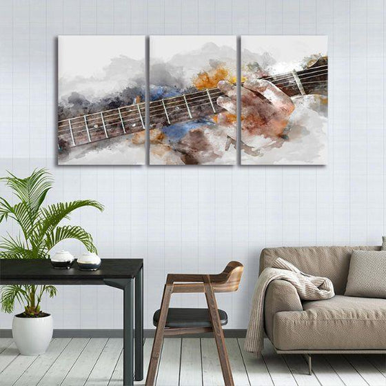 Guitarist Abstract 3 Panels Canvas Wall Art Decor