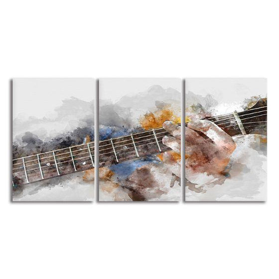 Guitarist Abstract 3 Panels Canvas Wall Art