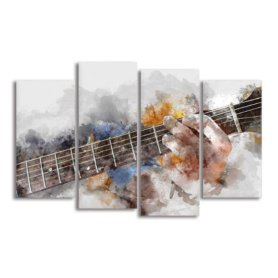 Guitarist Abstract 4 Panels Canvas Wall Art
