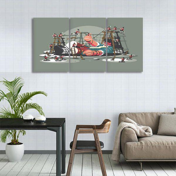 Gulliver Bound By Ropes 3 Panels Canvas Wall Art Decor