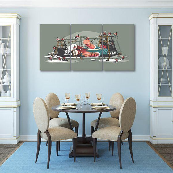 Gulliver Bound By Ropes 3 Panels Canvas Wall Art Dining Room