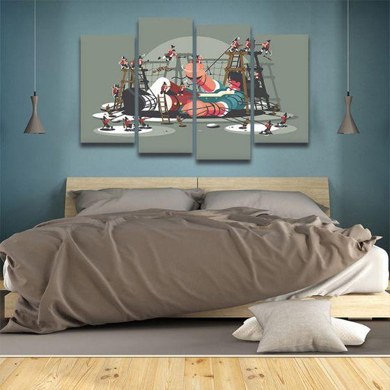 Gulliver Bound By Ropes 4 Panels Canvas Wall Art Decor