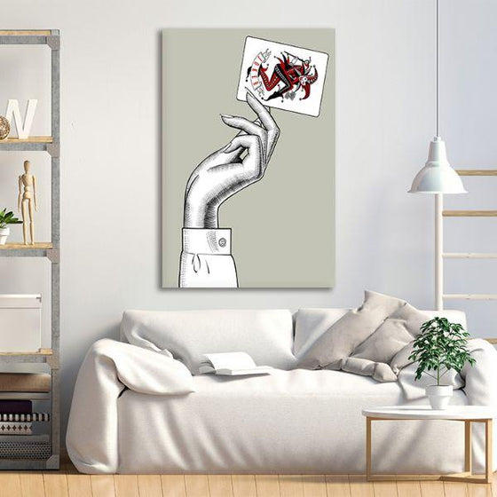 Hand Holding A Joker Card Canvas Wall Art Living Room