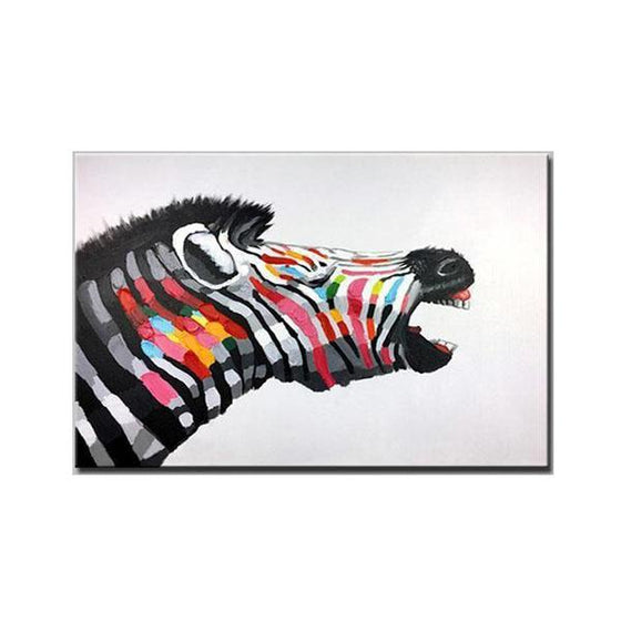Hand Painted Express the Colorful Zebra Dreams Canvas Wall Art
