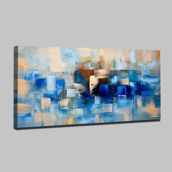 Hand Painted Contemporary Blue Pattern Painting Canvas Wall Art