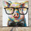 Hand Painted Pig with Eyeglasses Canvas Wall Art