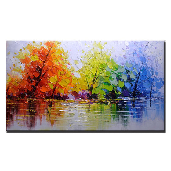 Hand Painted Shadow of Trees Canvas Wall Art