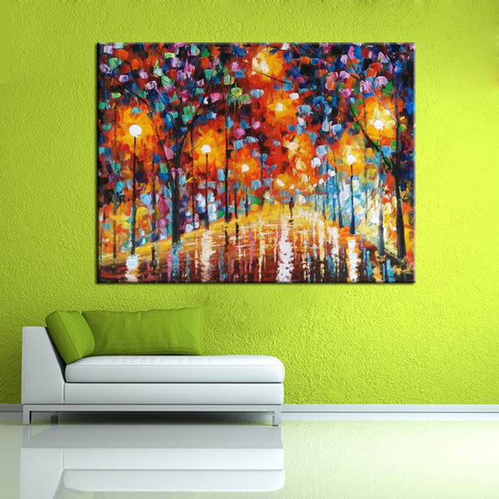 Hand Painted Lonely Walk by Leonid Afremov Canvas Wall Art