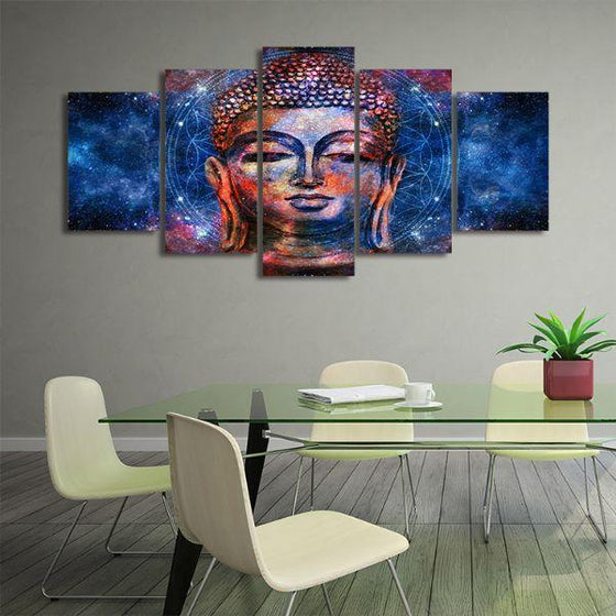 Head Of Buddha 5 Panels Canvas Wall Art Office
