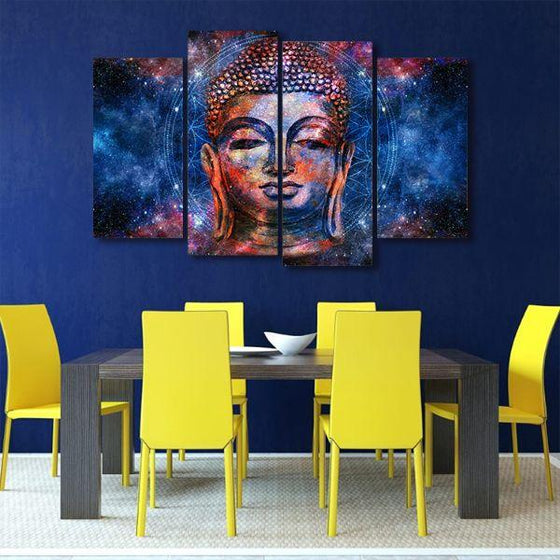 Head Of Buddha 4 Panels Canvas Wall Art Dining Room
