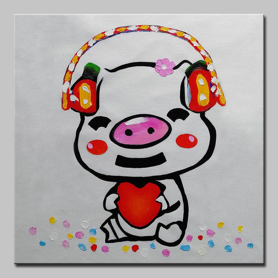 Cute Pig Painting Canvas Art Decor