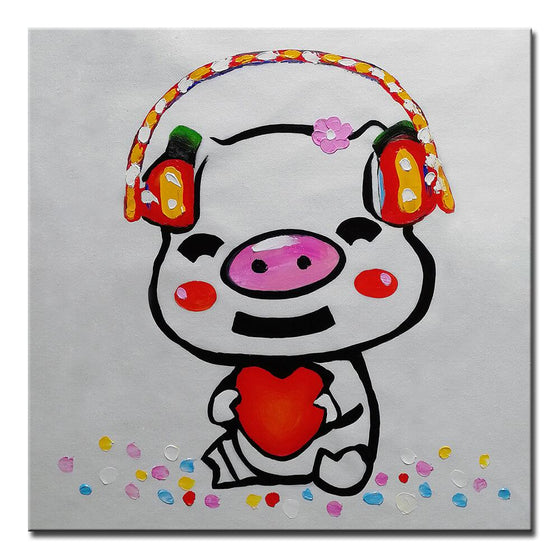 Cute Pig Painting Canvas Art Decor