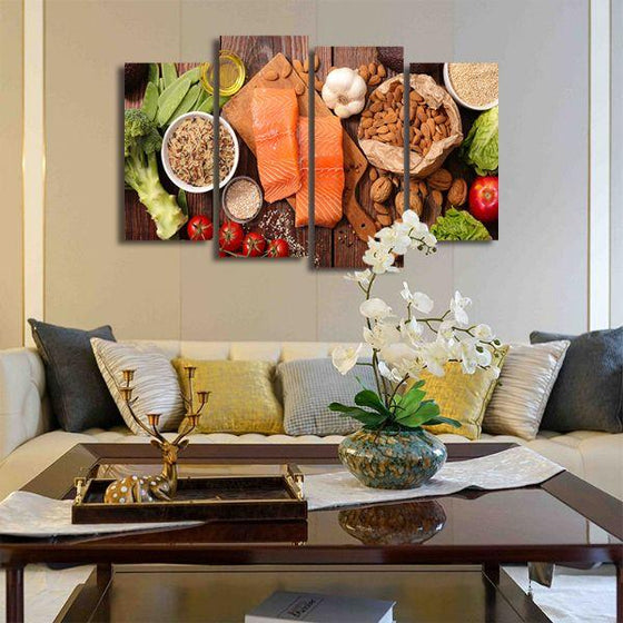 Heart Healthy Foods 4 Panels Canvas Wall Art Living Room