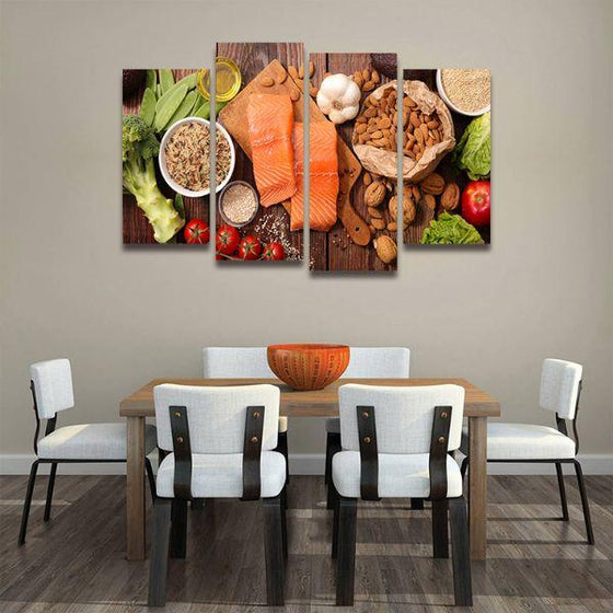 Heart Healthy Foods 4 Panels Canvas Wall Art Set