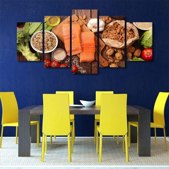 Heart Healthy Foods 5 Panels Canvas Wall Art Dining Room