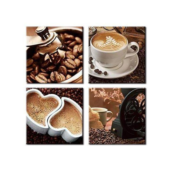 Heart Shaped Cups Of Coffee Canvas Wall Art
