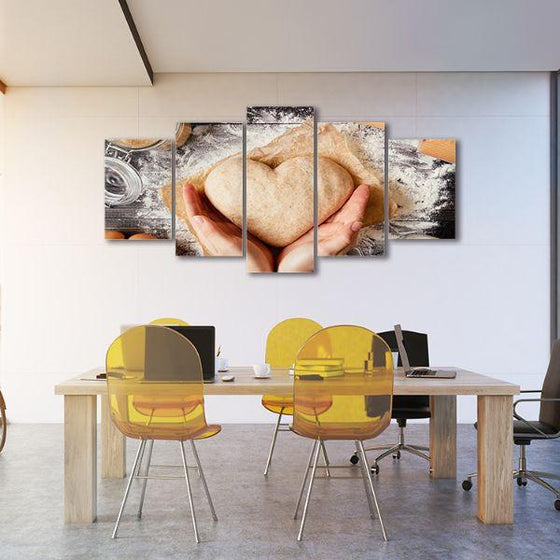 Heart Shaped Dough 5 Panels Canvas Wall Art Office