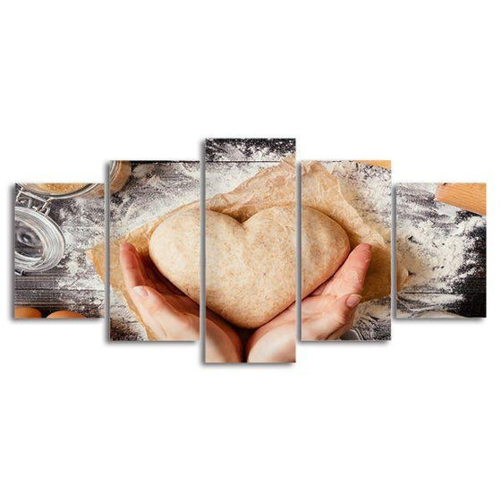 Heart Shaped Dough 5 Panels Canvas Wall Art