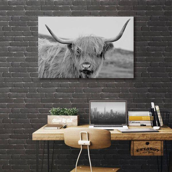 Highland Cattle Head Canvas Art Bedroom