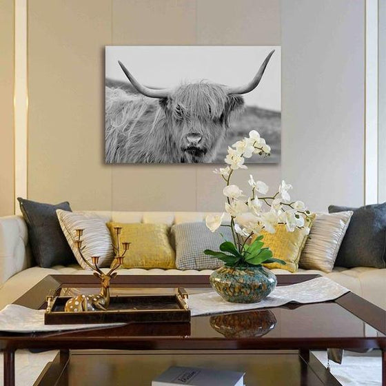 Highland Cattle Head Canvas Wall Art Living Room