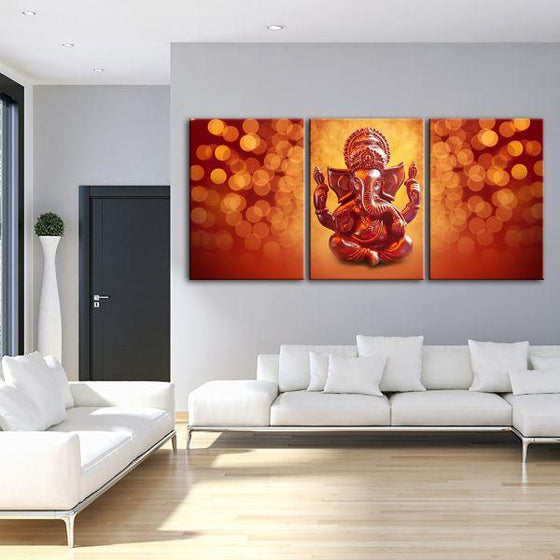 Hindu Deity Ganesha 3 Panels Canvas Wall Art Living Room