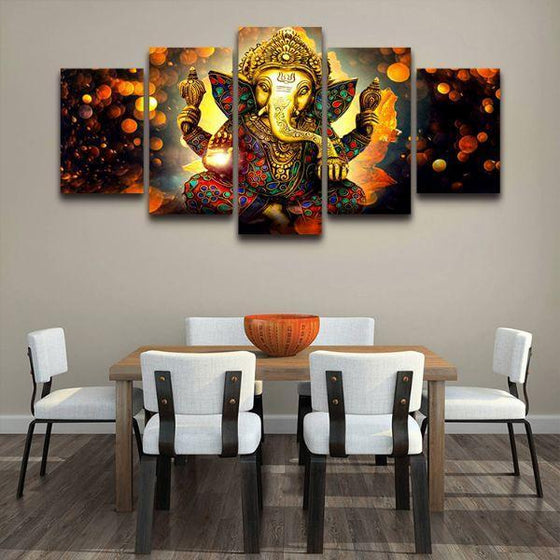 Hindu God Ganesha Modular Canvas Wall Art Dining Room