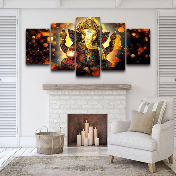 Hindu God Ganesha Modular Canvas Wall Art Set