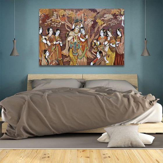 Hindu Gods Krishna & Radha Canvas Wall Art Bedroom
