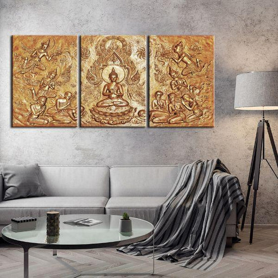 History Of Buddha 3 Panels Canvas Wall Art Living Room