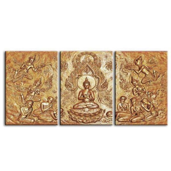 History Of Buddha 3 Panels Canvas Wall Art