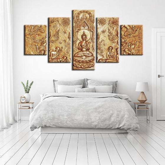 History Of Buddha 5 Panels Canvas Wall Art Bedroom
