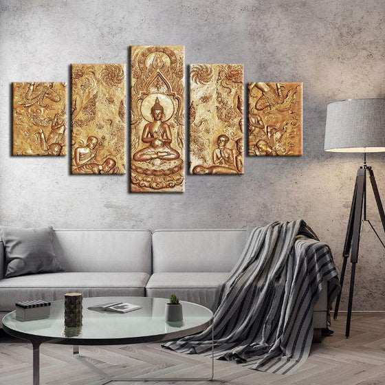 History Of Buddha 5 Panels Canvas Wall Art Living Room