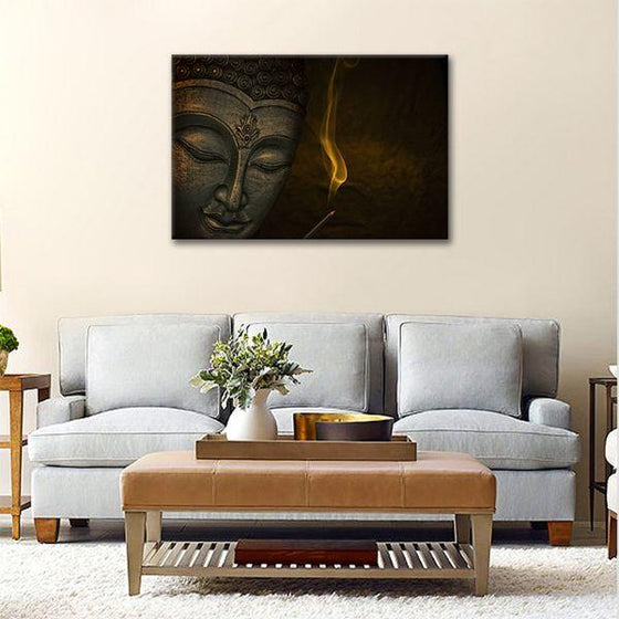 Holy Buddha Head Canvas Wall Art Living Room