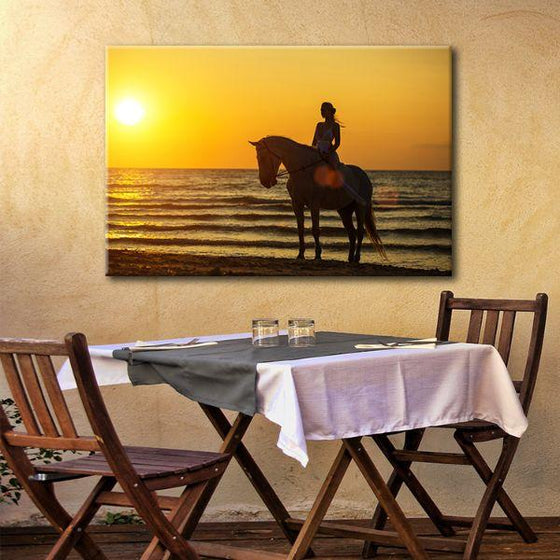 Horseback Riding At Sunset Canvas Wall Art Dining Room