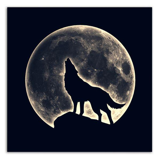 Howling Wolf & Full Moon Canvas Wall Art