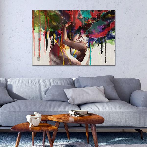 Romantic Couple Canvas Wall Art | Modern Figurative Wall Decor ...