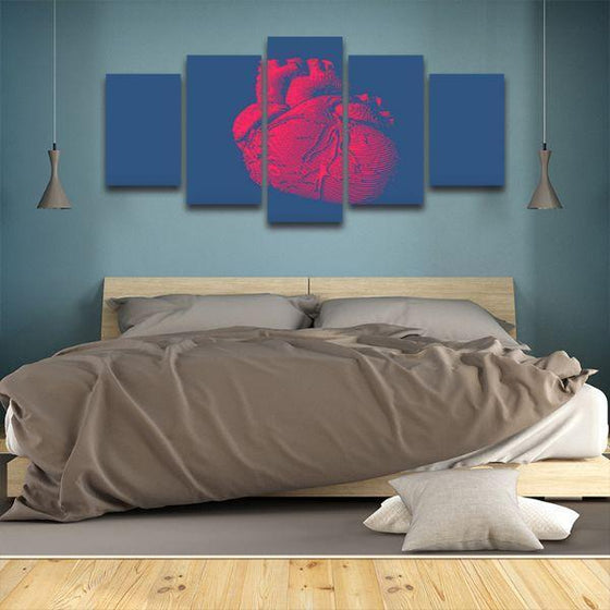 Human Heart 5 Panels Canvas Wall Art Decor