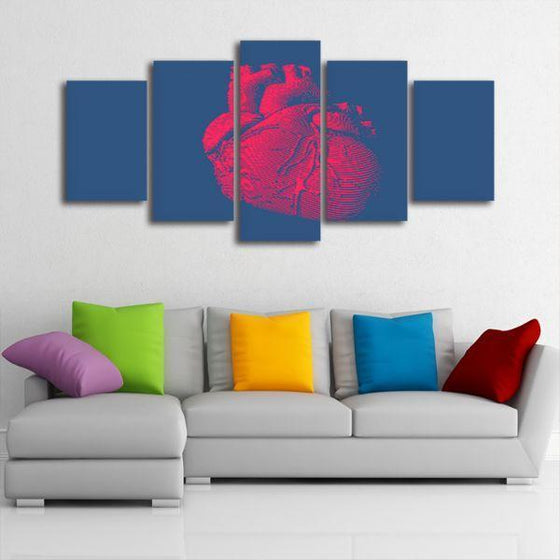 Human Heart 5 Panels Canvas Wall Art Living Room
