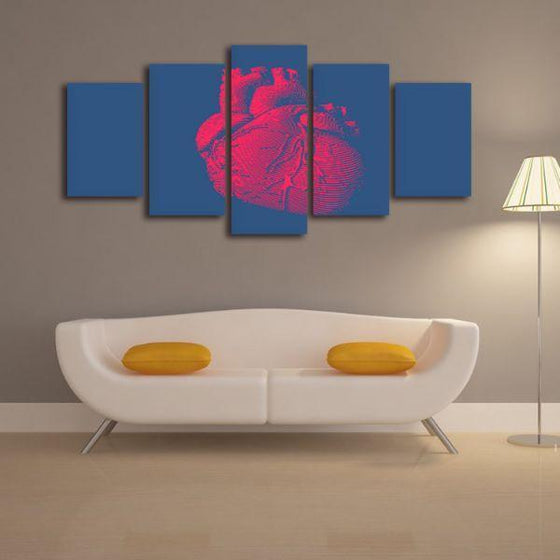 Human Heart 5 Panels Canvas Wall Art Print