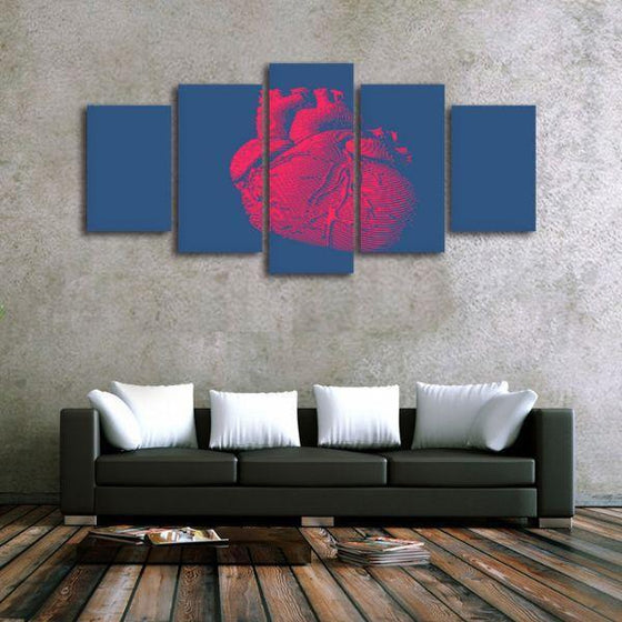 Human Heart 5 Panels Canvas Wall Art Set