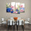 Hydrangeas & Daisies 4 Panels Canvas Wall Art Dining Room