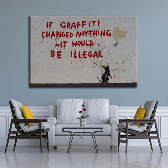 Illegal Graffiti Rat By Banksy Canvas Wall Art Living Room
