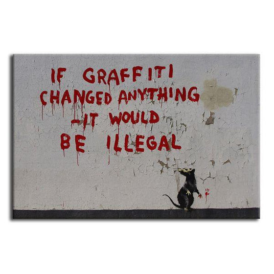 Illegal Graffiti Rat By Banksy Canvas Wall Art