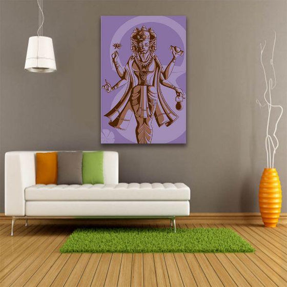 Indian God Brahma Canvas Wall Art Office