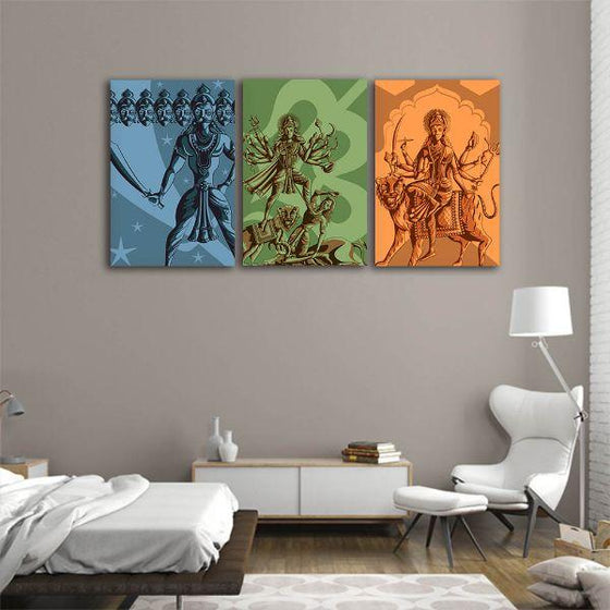 Indian Gods And Goddesses Canvas Wall Art Living Room
